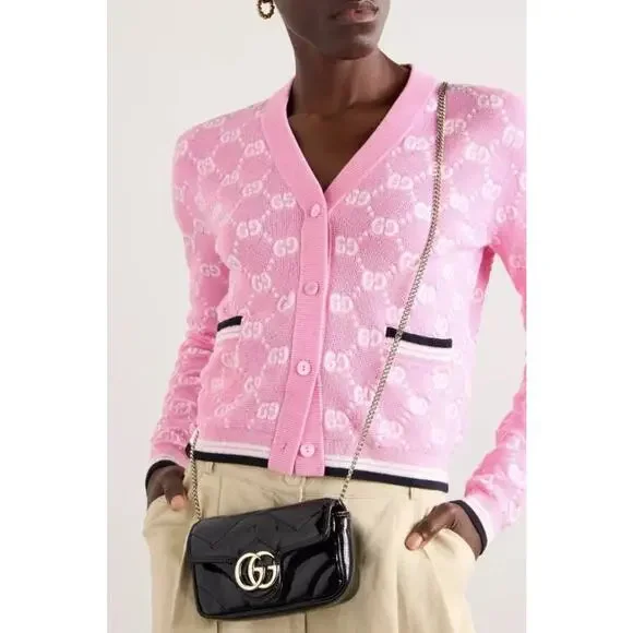 NEW!  GUCCI BLACK PATENT LEATHER MARMONT GG CROSSBODY BAG PURSE BOX AUTHENTIC - Picture 2 of 13